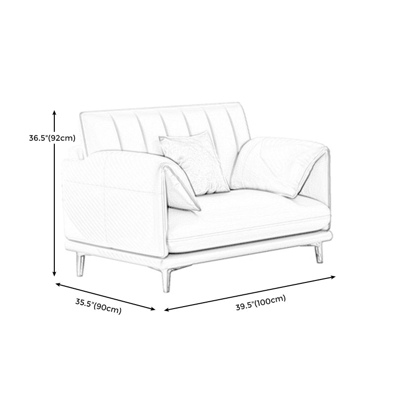 Stain-Resistant Faux Leather Sofa Cream Living Room Settee with Cushions Clearhalo 'furn' 'furn_sofas' 'Furniture' 'furniture_sofas' 'Living Room Furniture' 'Sofa' 'sofas' 4858430