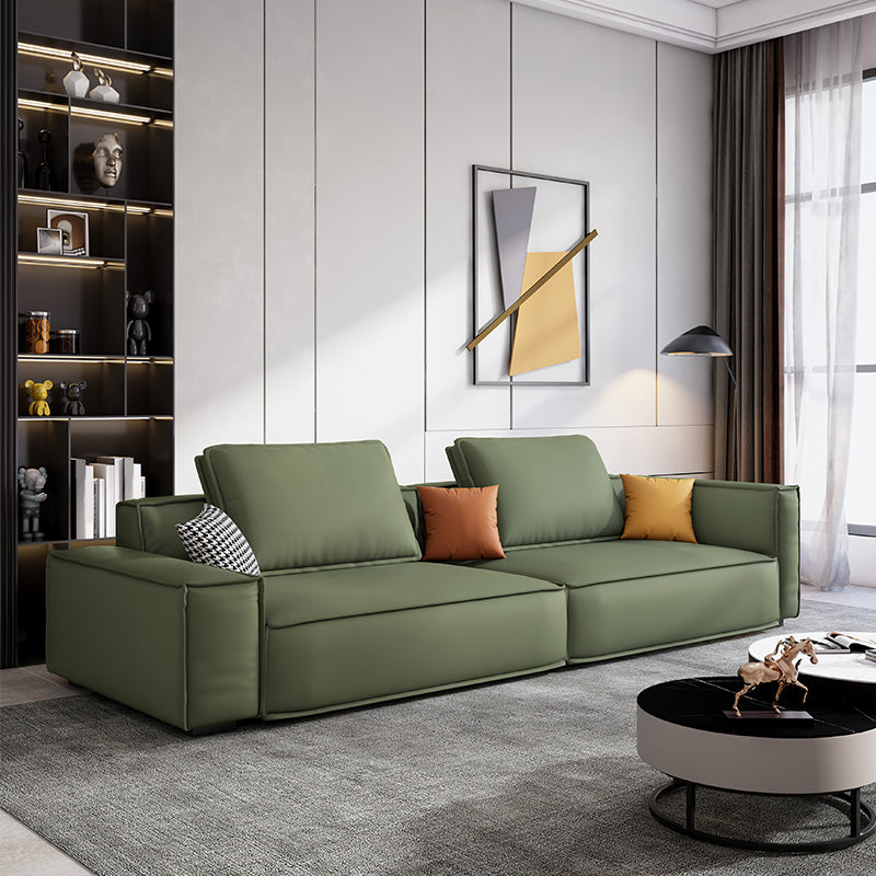 Faux Leather Living Room 3-seater Sofa Square Arm Standard Cushions Settee Green Clearhalo 'furn' 'furn_sofas' 'Furniture' 'furniture_sofas' 'Living Room Furniture' 'Sofa' 'sofas' 4858466