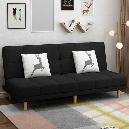 Scandinavian Biscuit Back Settee Armless Faux Leather/Cotton Blend Couch Black Cotton Blend Clearhalo 'furn' 'furn_sofas' 'Furniture' 'furniture_sofas' 'Living Room Furniture' 'Sofa' 'sofas' 4858486