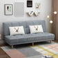 Scandinavian Biscuit Back Settee Armless Faux Leather/Cotton Blend Couch Light Gray Faux Leather Clearhalo 'furn' 'furn_sofas' 'Furniture' 'furniture_sofas' 'Living Room Furniture' 'Sofa' 'sofas' 4858493