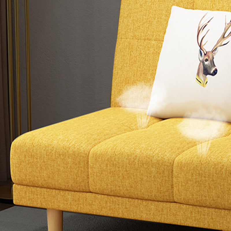 Scandinavian Biscuit Back Settee Armless Faux Leather/Cotton Blend Couch Clearhalo 'furn' 'furn_sofas' 'Furniture' 'furniture_sofas' 'Living Room Furniture' 'Sofa' 'sofas' 4858495