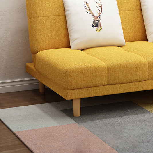 Scandinavian Biscuit Back Settee Armless Faux Leather/Cotton Blend Couch Clearhalo 'furn' 'furn_sofas' 'Furniture' 'furniture_sofas' 'Living Room Furniture' 'Sofa' 'sofas' 4858496