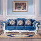 Traditional Camel Back CouchFlared Arm Settee for Three People Dark Blue-White Clearhalo 'furn' 'furn_sofas' 'Furniture' 'furniture_sofas' 'Living Room Furniture' 'Sofa' 'sofas' 4858506