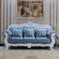 Traditional Camel Back CouchFlared Arm Settee for Three People Royal Blue-White Clearhalo 'furn' 'furn_sofas' 'Furniture' 'furniture_sofas' 'Living Room Furniture' 'Sofa' 'sofas' 4858513