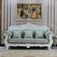 Traditional Camel Back CouchFlared Arm Settee for Three People Green-White Clearhalo 'furn' 'furn_sofas' 'Furniture' 'furniture_sofas' 'Living Room Furniture' 'Sofa' 'sofas' 4858518