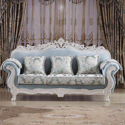 Traditional Camel Back CouchFlared Arm Settee for Three People Blue Clearhalo 'furn' 'furn_sofas' 'Furniture' 'furniture_sofas' 'Living Room Furniture' 'Sofa' 'sofas' 4858520