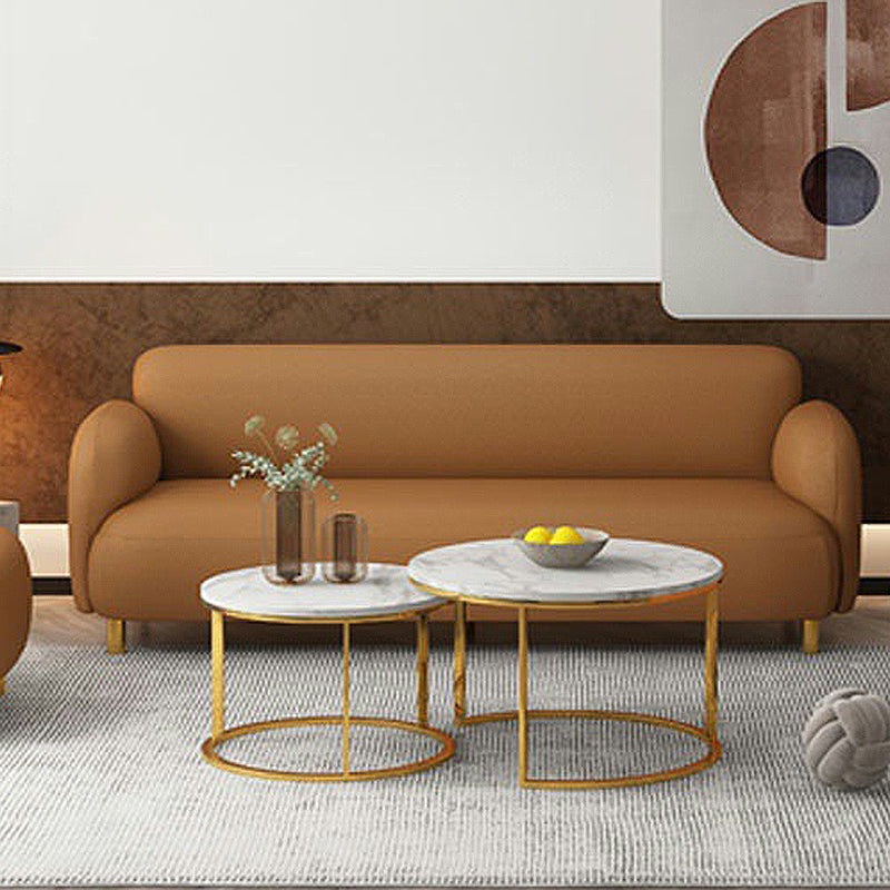 Scandinavian Faux Leather Sofa Beige/Orange/Green Loveseat for Apartment Clearhalo 'furn' 'furn_sofas' 'Furniture' 'furniture_sofas' 'Living Room Furniture' 'Sofa' 'sofas' 4858529