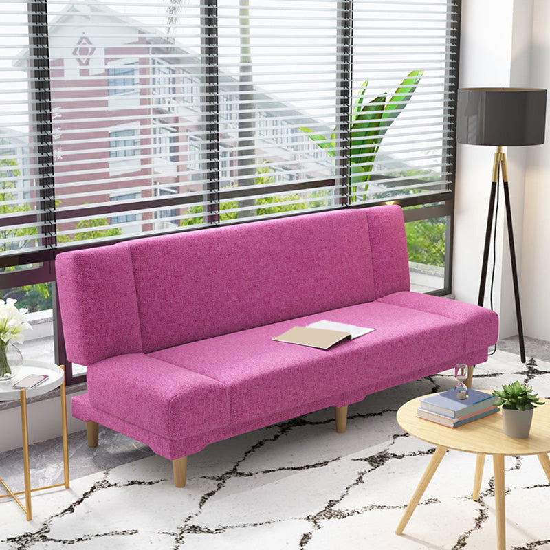 Contemporary Tight Back Armless Settee Convertible Linen Sofa Bed Clearhalo 'furn' 'furn_sofas' 'Furniture' 'furniture_sofas' 'Living Room Furniture' 'Sofa' 'sofas' 4858585