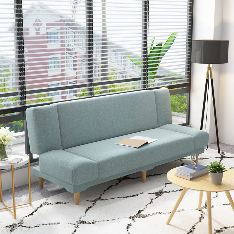 Contemporary Tight Back Armless Settee Convertible Linen Sofa Bed Green Clearhalo 'furn' 'furn_sofas' 'Furniture' 'furniture_sofas' 'Living Room Furniture' 'Sofa' 'sofas' 4858587