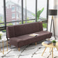 Contemporary Tight Back Armless Settee Convertible Linen Sofa Bed Dark Coffee Clearhalo 'furn' 'furn_sofas' 'Furniture' 'furniture_sofas' 'Living Room Furniture' 'Sofa' 'sofas' 4858592