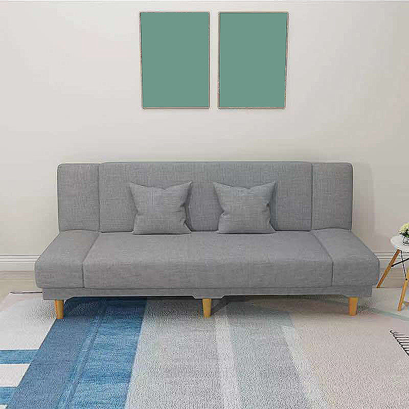 Contemporary Tight Back Armless Settee Convertible Linen Sofa Bed Clearhalo 'furn' 'furn_sofas' 'Furniture' 'furniture_sofas' 'Living Room Furniture' 'Sofa' 'sofas' 4858598