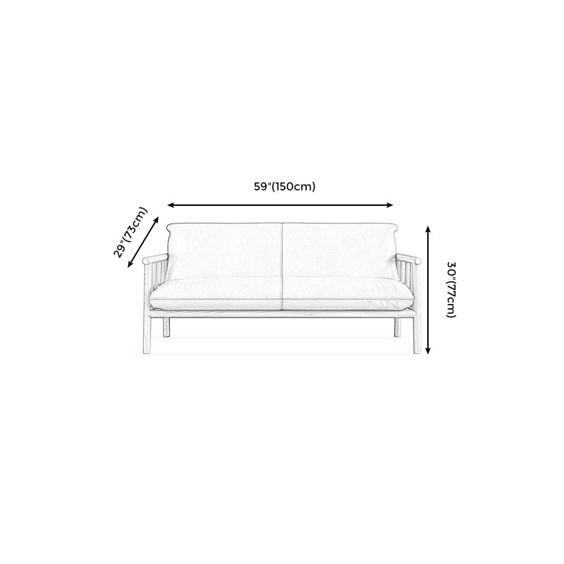 Stationary Leather Living Room Sofa Tuxedo Arm Settee in White/Brown Clearhalo 'furn' 'furn_sofas' 'Furniture' 'furniture_sofas' 'Living Room Furniture' 'Sofa' 'sofas' 4858620