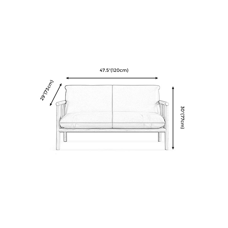 Stationary Leather Living Room Sofa Tuxedo Arm Settee in White/Brown Clearhalo 'furn' 'furn_sofas' 'Furniture' 'furniture_sofas' 'Living Room Furniture' 'Sofa' 'sofas' 4858621