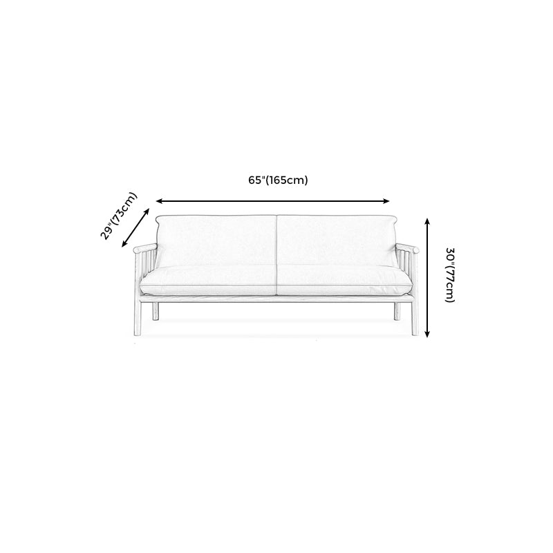 Stationary Leather Living Room Sofa Tuxedo Arm Settee in White/Brown Clearhalo 'furn' 'furn_sofas' 'Furniture' 'furniture_sofas' 'Living Room Furniture' 'Sofa' 'sofas' 4858622