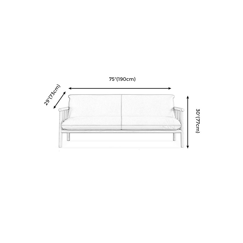 Stationary Leather Living Room Sofa Tuxedo Arm Settee in White/Brown Clearhalo 'furn' 'furn_sofas' 'Furniture' 'furniture_sofas' 'Living Room Furniture' 'Sofa' 'sofas' 4858623