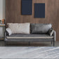 Contemporary Faux Leather Sofa Square Arm Couch with Pillows Grey Black Clearhalo 'furn' 'furn_sofas' 'Furniture' 'furniture_sofas' 'Living Room Furniture' 'Sofa' 'sofas' 4858644