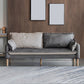 Contemporary Faux Leather Sofa Square Arm Couch with Pillows Grey Natural Wood Clearhalo 'furn' 'furn_sofas' 'Furniture' 'furniture_sofas' 'Living Room Furniture' 'Sofa' 'sofas' 4858648