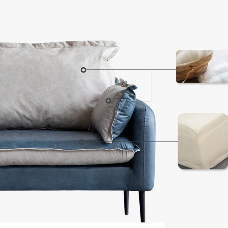 Contemporary Faux Leather Sofa Square Arm Couch with Pillows Clearhalo 'furn' 'furn_sofas' 'Furniture' 'furniture_sofas' 'Living Room Furniture' 'Sofa' 'sofas' 4858653