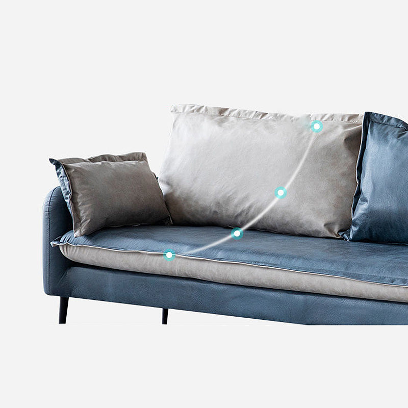 Contemporary Faux Leather Sofa Square Arm Couch with Pillows Clearhalo 'furn' 'furn_sofas' 'Furniture' 'furniture_sofas' 'Living Room Furniture' 'Sofa' 'sofas' 4858654