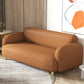 Mid-Century Modern 27.56"H Faux Leather Sofa Tight Back Settee for Living Room 63"L x 31"W x 28"H Orange Clearhalo 'furn' 'furn_sofas' 'Furniture' 'furniture_sofas' 'Living Room Furniture' 'Sofa' 'sofas' 4858671