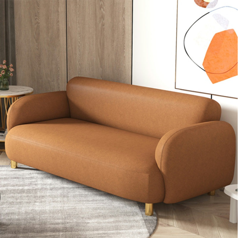 Mid-Century Modern 27.56"H Faux Leather Sofa Tight Back Settee for Living Room 63"L x 31"W x 28"H Orange Clearhalo 'furn' 'furn_sofas' 'Furniture' 'furniture_sofas' 'Living Room Furniture' 'Sofa' 'sofas' 4858671