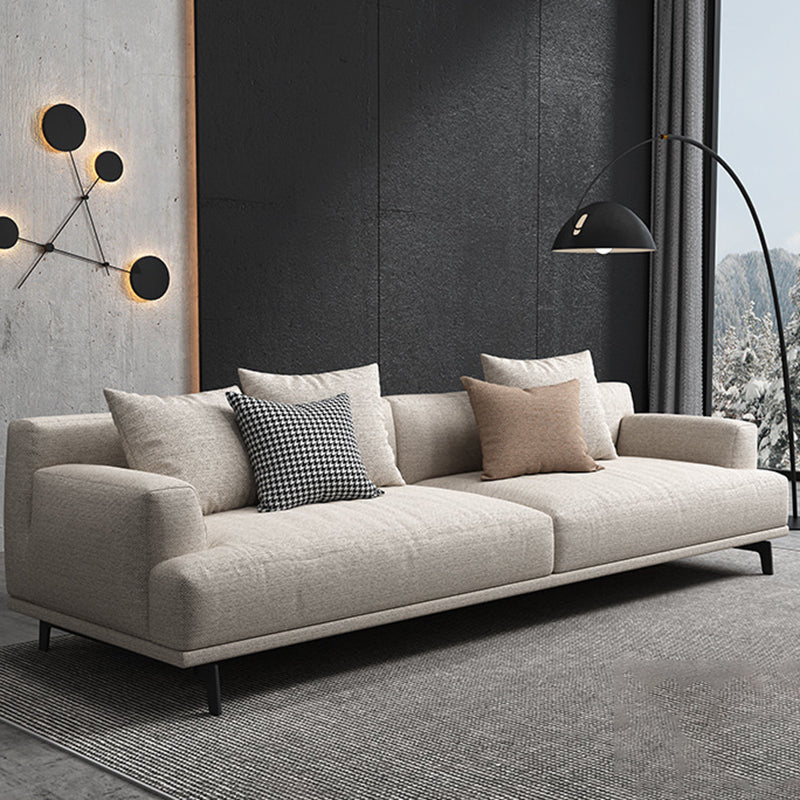 Contemporary Living Room Beige Sofa Square Arm Standard Settee Clearhalo 'furn' 'furn_sofas' 'Furniture' 'furniture_sofas' 'Living Room Furniture' 'Sofa' 'sofas' 4858676