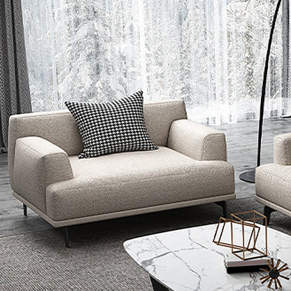 Contemporary Living Room Beige Sofa Square Arm Standard Settee 41"L x 37"W x 35"H Cotton Clearhalo 'furn' 'furn_sofas' 'Furniture' 'furniture_sofas' 'Living Room Furniture' 'Sofa' 'sofas' 4858679