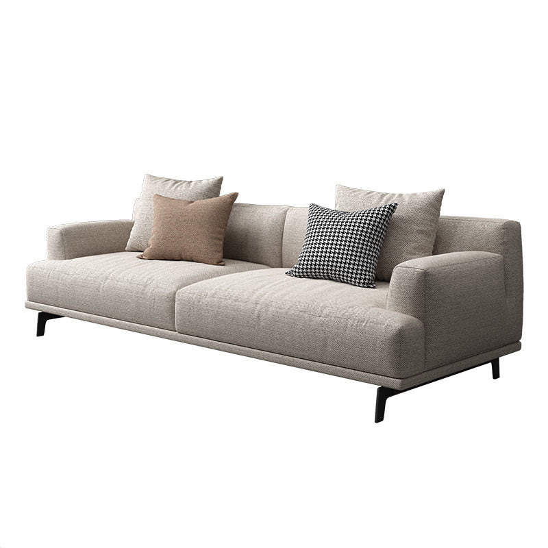 Contemporary Living Room Beige Sofa Square Arm Standard Settee Clearhalo 'furn' 'furn_sofas' 'Furniture' 'furniture_sofas' 'Living Room Furniture' 'Sofa' 'sofas' 4858680
