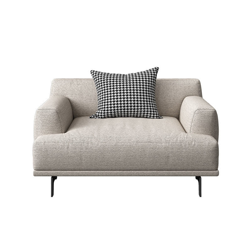 Contemporary Living Room Beige Sofa Square Arm Standard Settee 41"L x 37"W x 35"H Faux Leather Sponge Clearhalo 'furn' 'furn_sofas' 'Furniture' 'furniture_sofas' 'Living Room Furniture' 'Sofa' 'sofas' 4858681