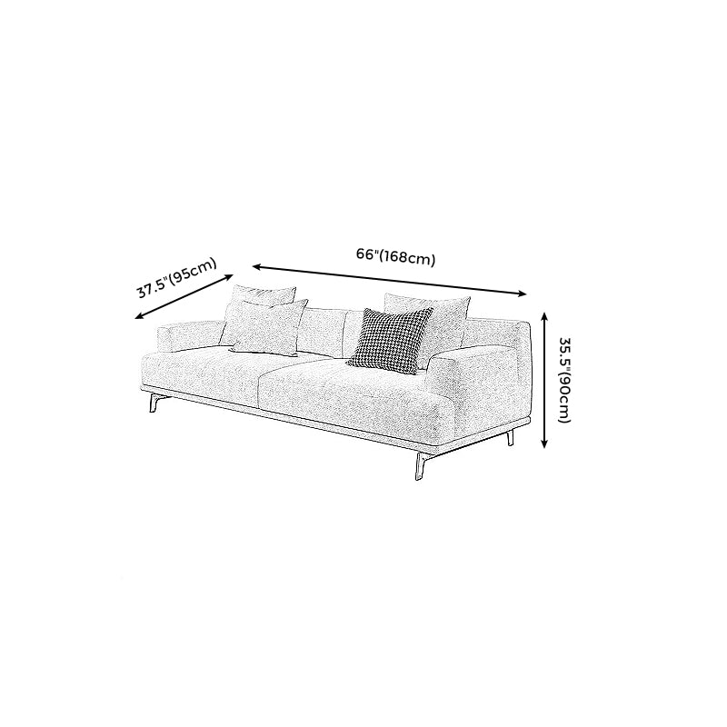 Contemporary Living Room Beige Sofa Square Arm Standard Settee Clearhalo 'furn' 'furn_sofas' 'Furniture' 'furniture_sofas' 'Living Room Furniture' 'Sofa' 'sofas' 4858685