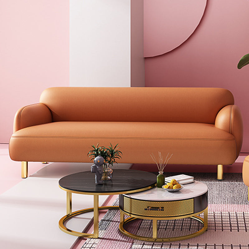 Scandinavian Recessed Arm Sofa Tight Back Settee for Living Room Orange Clearhalo 'furn' 'furn_sofas' 'Furniture' 'furniture_sofas' 'Living Room Furniture' 'Sofa' 'sofas' 4858686