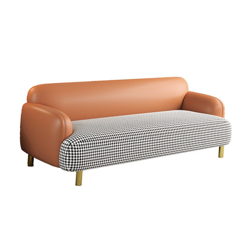 Scandinavian Recessed Arm Sofa Tight Back Settee for Living Room Orange Black Clearhalo 'furn' 'furn_sofas' 'Furniture' 'furniture_sofas' 'Living Room Furniture' 'Sofa' 'sofas' 4858695