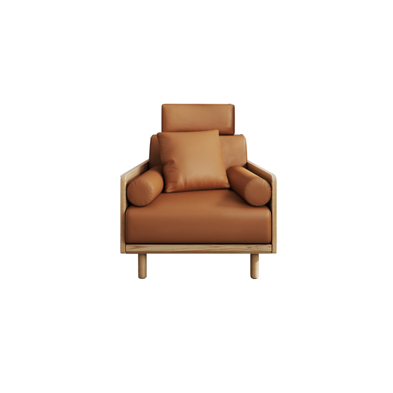 Stationary Stain-Resistant Faux Leather Settee Living Room Pillow Top Arm Sofa Clearhalo 'furn' 'furn_sofas' 'Furniture' 'furniture_sofas' 'Living Room Furniture' 'Sofa' 'sofas' 4858730