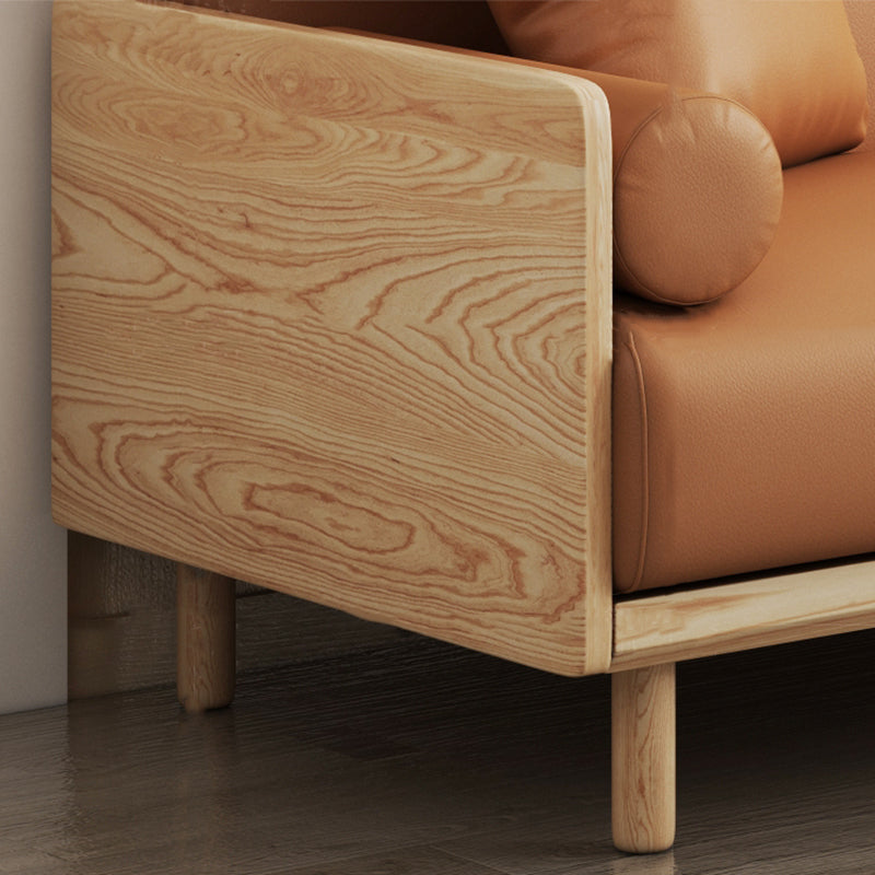 Stationary Stain-Resistant Faux Leather Settee Living Room Pillow Top Arm Sofa Clearhalo 'furn' 'furn_sofas' 'Furniture' 'furniture_sofas' 'Living Room Furniture' 'Sofa' 'sofas' 4858734