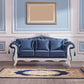 Tight and Tufted Split-Back Rolled Arm Sofa Couch for Three People White-Navy Clearhalo 'furn' 'furn_sofas' 'Furniture' 'furniture_sofas' 'Living Room Furniture' 'Sofa' 'sofas' 4858743