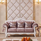 Tight and Tufted Split-Back Rolled Arm Sofa Couch for Three People White-Pink Clearhalo 'furn' 'furn_sofas' 'Furniture' 'furniture_sofas' 'Living Room Furniture' 'Sofa' 'sofas' 4858748