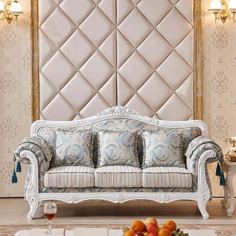 Tight and Tufted Split-Back Rolled Arm Sofa Couch for Three People Khaki-White Clearhalo 'furn' 'furn_sofas' 'Furniture' 'furniture_sofas' 'Living Room Furniture' 'Sofa' 'sofas' 4858756