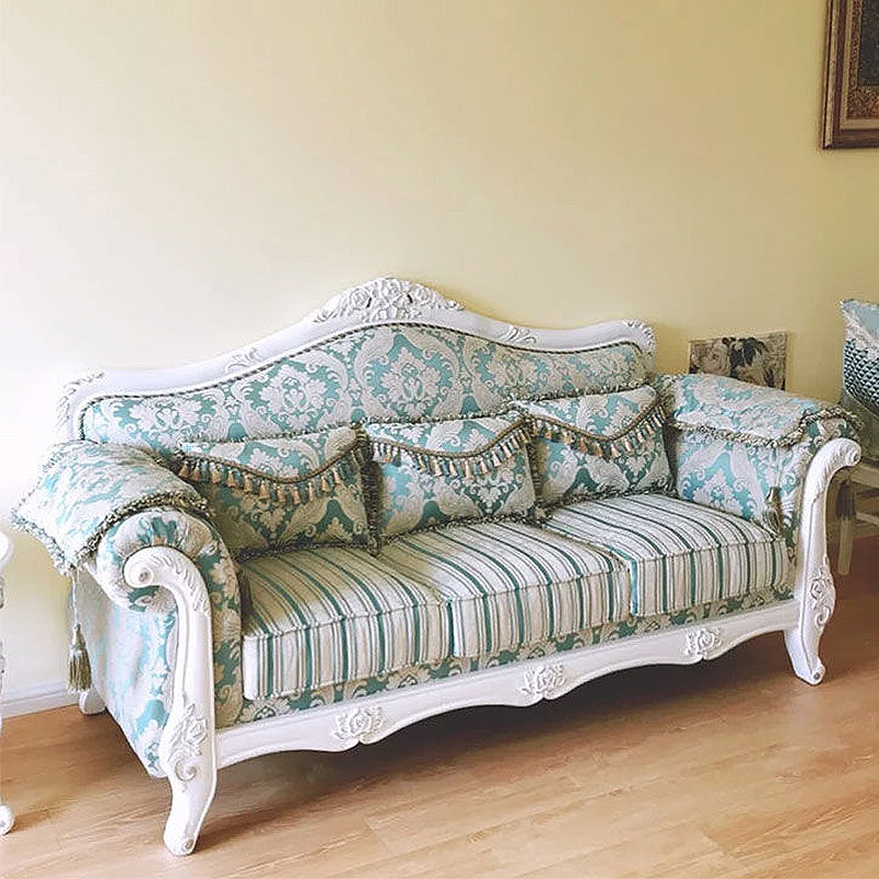 Tight and Tufted Split-Back Rolled Arm Sofa Couch for Three People Green-White Clearhalo 'furn' 'furn_sofas' 'Furniture' 'furniture_sofas' 'Living Room Furniture' 'Sofa' 'sofas' 4858768