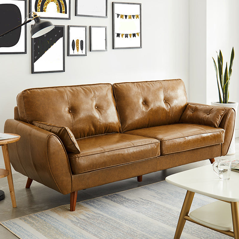 Contemporary Flared Arm Sofa Tufted Back Couch for Living Room Brown Clearhalo 'furn' 'furn_sofas' 'Furniture' 'furniture_sofas' 'Living Room Furniture' 'Sofa' 'sofas' 4858779