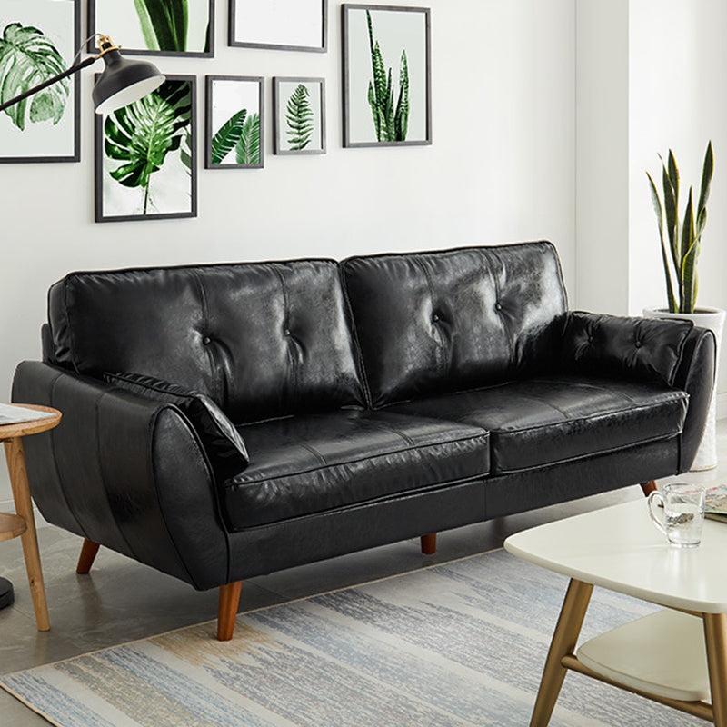 Contemporary Flared Arm Sofa Tufted Back Couch for Living Room 57"L x 33"W x 33.5"H Black Clearhalo 'furn' 'furn_sofas' 'Furniture' 'furniture_sofas' 'Living Room Furniture' 'Sofa' 'sofas' 4858780