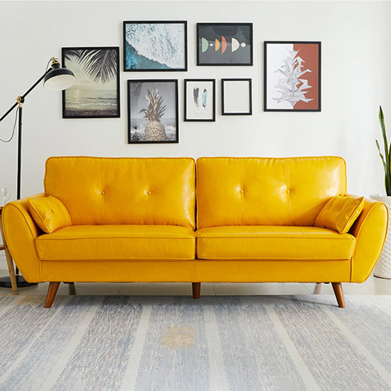 Contemporary Flared Arm Sofa Tufted Back Couch for Living Room 73"L x 33"W x 33.5"H Yellow Clearhalo 'furn' 'furn_sofas' 'Furniture' 'furniture_sofas' 'Living Room Furniture' 'Sofa' 'sofas' 4858785