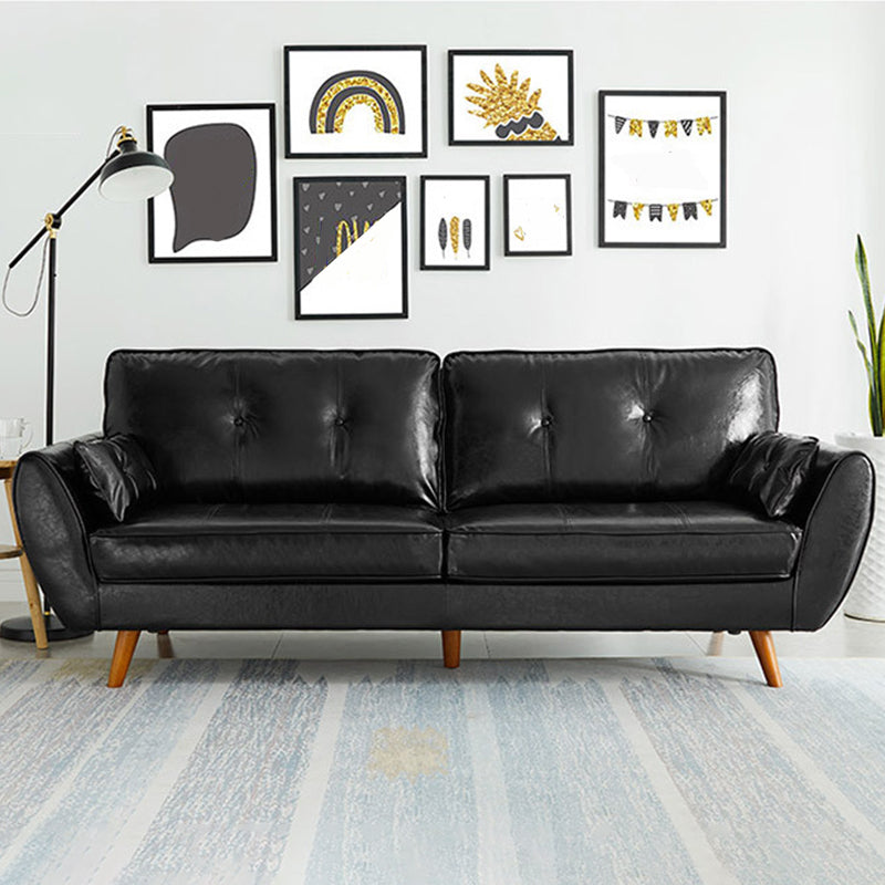 Contemporary Flared Arm Sofa Tufted Back Couch for Living Room 73"L x 33"W x 33.5"H Black Clearhalo 'furn' 'furn_sofas' 'Furniture' 'furniture_sofas' 'Living Room Furniture' 'Sofa' 'sofas' 4858791