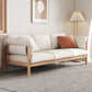Stationary Cotton 3-seater Settee Living Room Pillow Top Arm Sofa White Natural Wood Clearhalo 'furn' 'furn_sofas' 'Furniture' 'furniture_sofas' 'Living Room Furniture' 'Sofa' 'sofas' 4858796