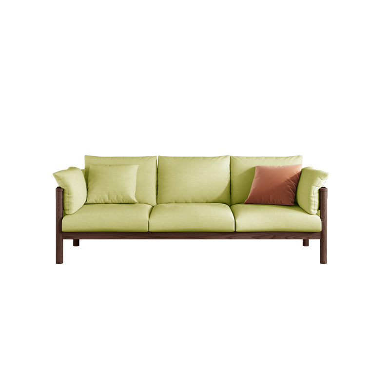 Stationary Cotton 3-seater Settee Living Room Pillow Top Arm Sofa Green Walnut Clearhalo 'furn' 'furn_sofas' 'Furniture' 'furniture_sofas' 'Living Room Furniture' 'Sofa' 'sofas' 4858797