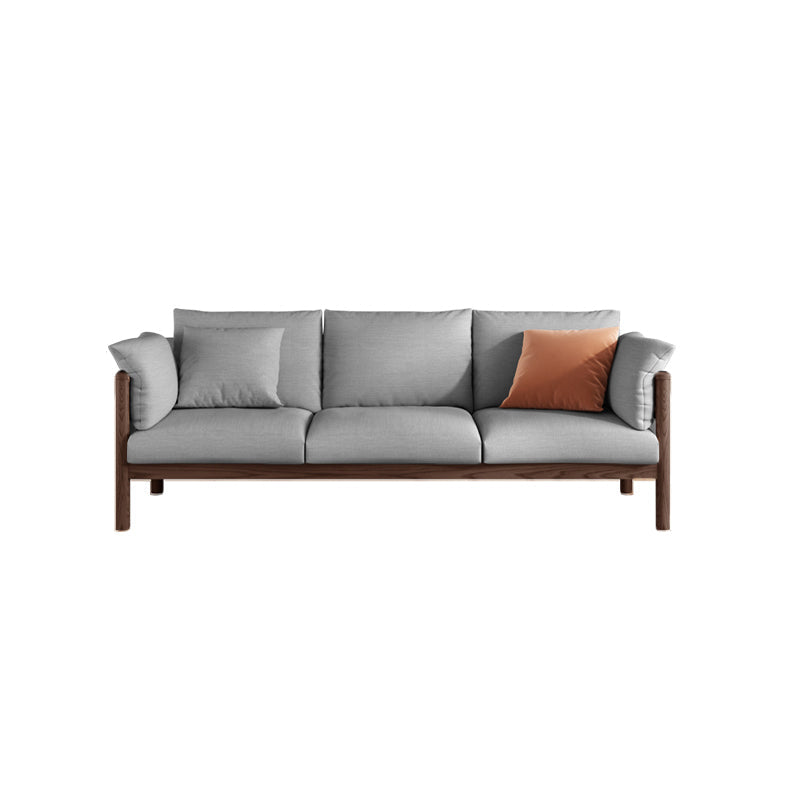 Stationary Cotton 3-seater Settee Living Room Pillow Top Arm Sofa Grey Walnut Clearhalo 'furn' 'furn_sofas' 'Furniture' 'furniture_sofas' 'Living Room Furniture' 'Sofa' 'sofas' 4858802