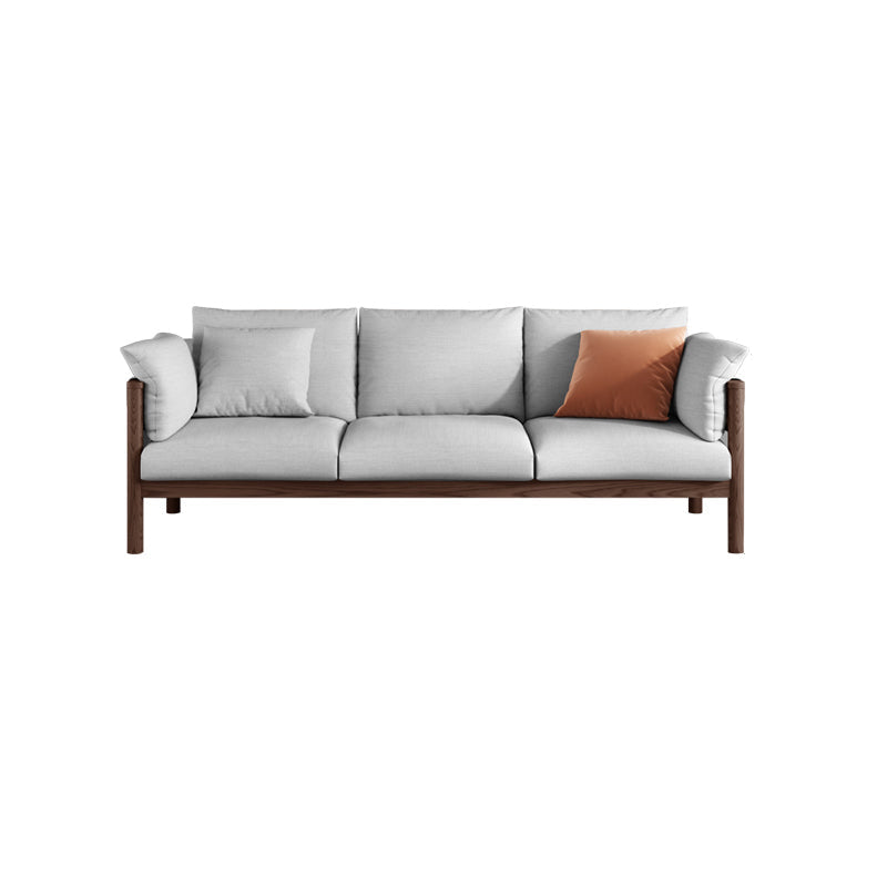 Stationary Cotton 3-seater Settee Living Room Pillow Top Arm Sofa Light Gray Walnut Clearhalo 'furn' 'furn_sofas' 'Furniture' 'furniture_sofas' 'Living Room Furniture' 'Sofa' 'sofas' 4858807