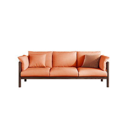 Stationary Cotton 3-seater Settee Living Room Pillow Top Arm Sofa Orange Walnut Clearhalo 'furn' 'furn_sofas' 'Furniture' 'furniture_sofas' 'Living Room Furniture' 'Sofa' 'sofas' 4858808