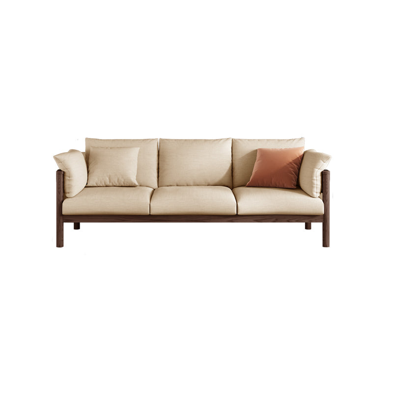 Stationary Cotton 3-seater Settee Living Room Pillow Top Arm Sofa Brown Walnut Clearhalo 'furn' 'furn_sofas' 'Furniture' 'furniture_sofas' 'Living Room Furniture' 'Sofa' 'sofas' 4858810
