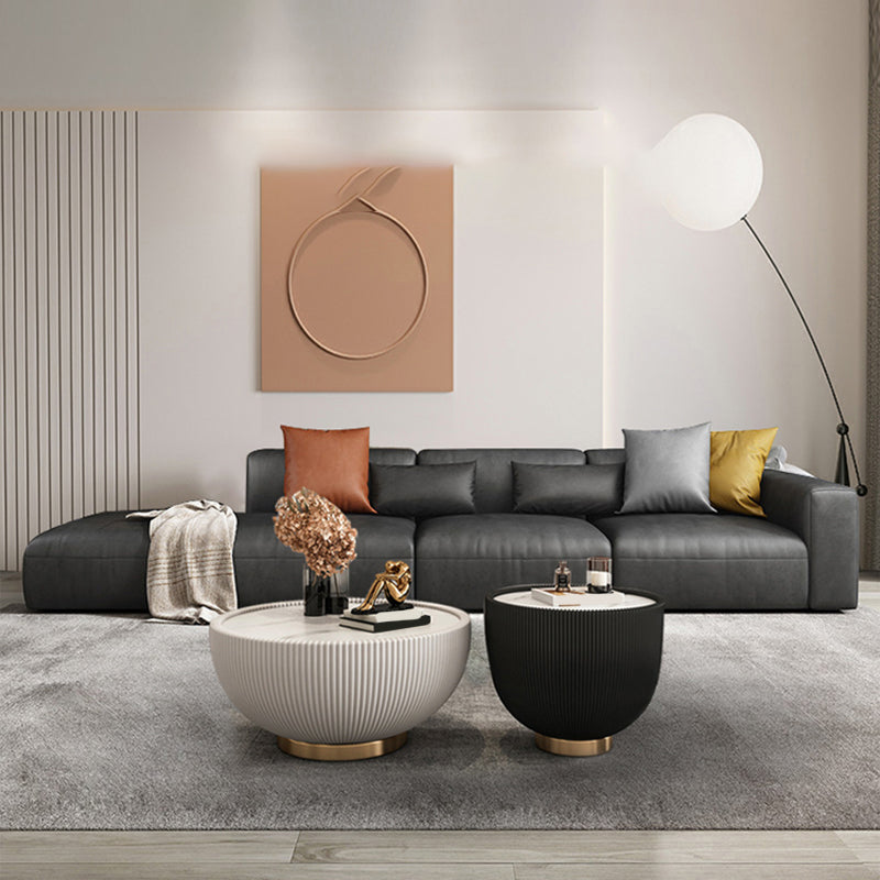 Contemporary Standard Square Arm Settee Living Room Faux Leather Couch Clearhalo 'furn' 'furn_sofas' 'Furniture' 'furniture_sofas' 'Living Room Furniture' 'Sofa' 'sofas' 4858865