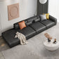 Contemporary Standard Square Arm Settee Living Room Faux Leather Couch Dark Gray Latex Clearhalo 'furn' 'furn_sofas' 'Furniture' 'furniture_sofas' 'Living Room Furniture' 'Sofa' 'sofas' 4858866